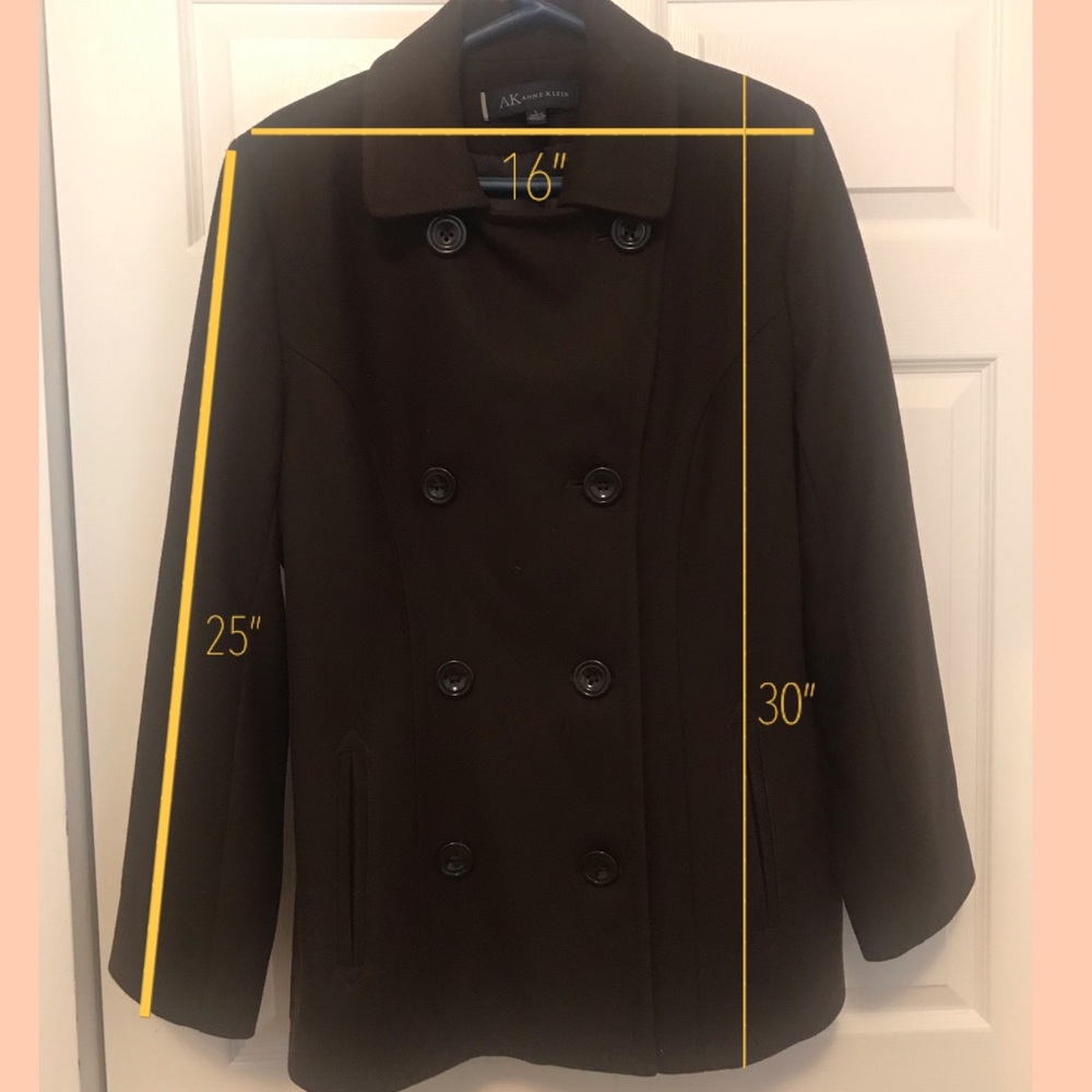 Anne Klein Womens Double-Breasted Peacoat Womens L Chocolate Brown-barely used